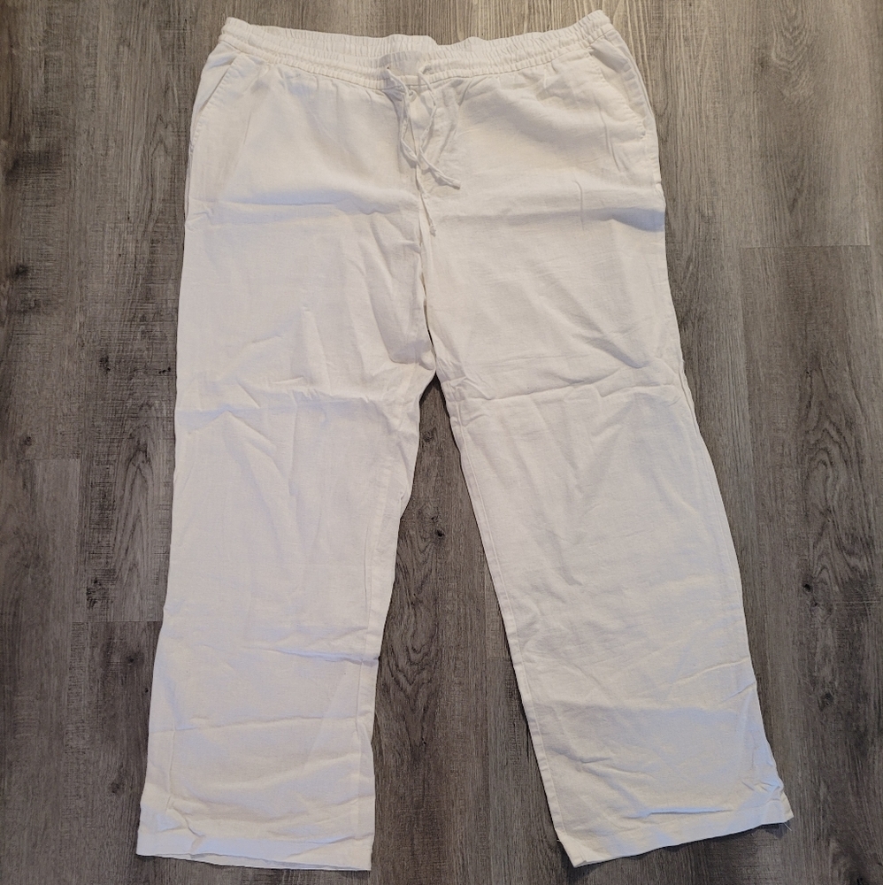 Old Navy Women's Wide Leg Pants - White Linen